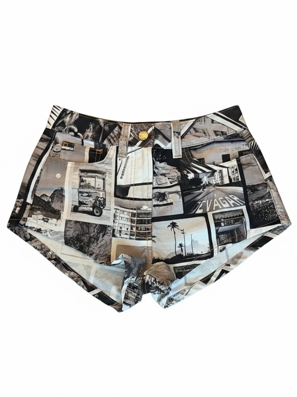 FARM Rio Black & Cream Photo-Collage Shorts